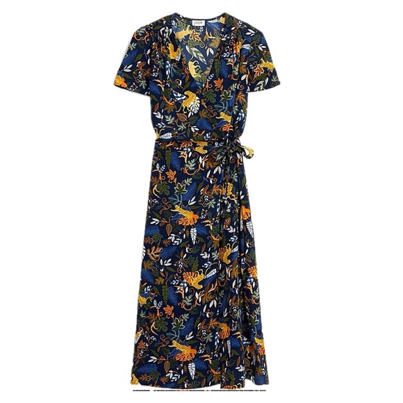 J. Crew Dresses & Skirts - J. Crew Floral Midi Dress - Navy and Orange